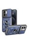 Infinix Smart 9 Compatible Tank Case with Ring Stand Extra Protection Armored Outdoor Cover - Navy Blue