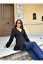 Women's Black Leather Rope Detail Knit Cardigan - 2