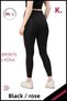 Women's High Waist Shaping Sports Leggings Black / Dusty Rose Stripe Detailed Lycra Diver 1041 - 6
