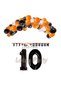 10th Birthday Basketball Themed Balloon Party Balloon Set (Orange - Black - White Balloons - Happy Text)