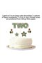 Eucalyptus Leaves 2 Year Old Birthday Flag - Cake Decoration Set - 3