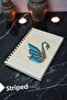 Swan Themed Wooden Cover Notebook - Lined Notebook - Agenda - School Notebook (A5 - 120 Pages)