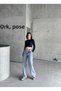 Women's Ice Blue Snow Wash High Waist Lycra Wide Leg Palazzo Jeans - 3