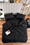 Single Plain Duvet Cover Set with Elastic Sheet and 1 Pillowcase Black