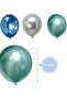 Chrome Shiny Metallic Green-Blue-Silver Color 15 Balloons (3 Color Set) - 5