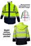 Reflective Highlighter Zipper Coat with Pockets Hooded Coat Parka Yellow Navy Blue Coat Worker Parka.