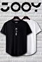 Black and White Japanese Destiny Printed Slim Fit Tshirt Set of 2