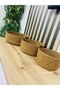 Beyzam Home Wicked Round Hand Woven Basket Bathroom and Kitchen Organizer Diameter 25-20-15 Depth 10 cm