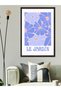 Blue Floral Le Jardin Written One Piece Black Wooden Framed Painting