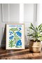 Blue-Green Floral Garden Place Written One-Piece Wooden Framed Painting - 2