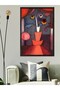 Flowers under Red Curtains Surreal One Piece Black Wooden Framed Painting