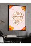 One Piece Black Wooden Framed Painting with Orange Background and Girls Support Girls Written on It - 3