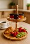 2-Tier Bamboo Presentation Stand – Breakfast and Dessert Serving Tray - 3
