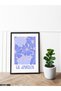Blue Floral Le Jardin Written One Piece Black Wooden Framed Painting - 2