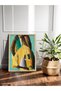 Abstract Figure in Yellow-Green Tones One Piece Wooden Framed Painting - 2
