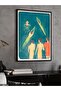 Green Background Human Figures Illustration One Piece Black Wooden Framed Painting - 3