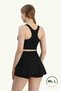 Women's Black Skirted Shorts Swimsuit Top and Bottom Set – High Waist Gathering with Chest Pad for Pool and Sea Sports - 4
