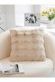 Bubble Rabbit Hair, Soft, Double Sided, Fluffy Throw Pillow Cover with Hidden Zipper 40X40 Camel - 2