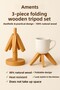 Set of 3 Bamboo Tree Trivets with Stand, Heat Resistant Folding Trivets for Cups and Pots - 6