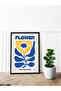 Yellow Floral Flower Written One-Piece Black Wooden Framed Painting - 2