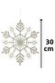30 cm Giant Snowflake Hard Plastic Glittery White Shiny Christmas Pine Tree Ornament New Year Tree Decor - 6