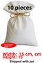 10 Pieces Width: 15 cm Length: 15 cm 100% Cotton Natural Pouch Made from Raw Cotton Multi-Purpose