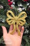 Glitter Gold Large Bow Christmas Tree Ornament Gold Single Luxury Christmas Ornament - 2