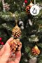 Gold Glitter Pine Cone Christmas Tree Ornaments Set of 9
