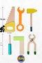 6 Piece Repair Kit + Bag Colorful Wooden Children's Repair Bag, Educational Set - 2