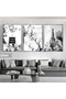 Amazing | Black&White Eiffel -Tokyo Flower Combination | Framed Glass Table 3 Pieces Vertical