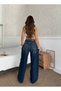Women's Wide Leg High Waist Tie Detailed Premium Denim Jean - 2