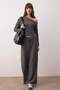 Anthracite Low Sleeve Detail Soft Button Flexible Knitted Bottom - Top Set Twoaw26Au00089 - 2