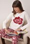 Burgundy Cotton Blend Galaxy Patterned Slogan Sleep Band Knitted Pajamas Set Thmaw25Pt00223 - 2