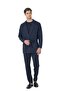 5640 Men's Navy Blue Knitwear Pajama Set with Robe, 5 Pieces