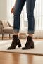 Eliz Brown Pointed Toe (7CM) Heeled Lace-Up Daily Women's Boots - 3