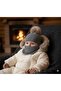 Gray Color Gift Hand Knitted Baby Beanie with Pompom Neck Collar 0 - 1 Years Old - 2