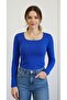 Women's Cobalt Blue Square Neck Long Sleeve Bodysuit