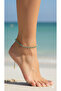 Steel Gold Single Row Blue Bead Anklet