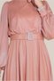 Glossy Fabric Belt Dress 40736 - 4