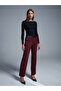 71603 Faux Leather Detailed Trousers-Burgundy