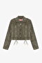 Lace-Up Velvet Corduroy Crop Jacket Khaki - 2