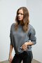 Vaneltina Women's Organic Cotton Soft Fleece Lined Round Neck Gray Sweatshirt - 3