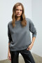 Vaneltina Women's Organic Cotton Soft Fleece Lined Round Neck Gray Sweatshirt - 2
