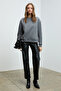 Vaneltina Women's Organic Cotton Soft Fleece Lined Round Neck Gray Sweatshirt - 4