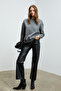 Vaneltina Women's Organic Cotton Soft Fleece Lined Round Neck Gray Sweatshirt - 5