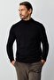 Black Modern Fit Slim Fit Half Fisherman Plain Long Sleeve Knitwear - 2