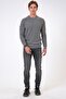 Gray Regular Fit Jacquard Cotton Crew Neck Knitwear - 4