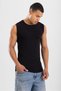 Men's Crew Neck Sleeveless Cotton Body Flannel T-Shirt Black - 4