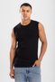 Men's Crew Neck Sleeveless Cotton Body Flannel T-Shirt Black