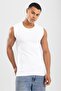 Men's Crew Neck Sleeveless Cotton Body Flannel T-Shirt White - 7